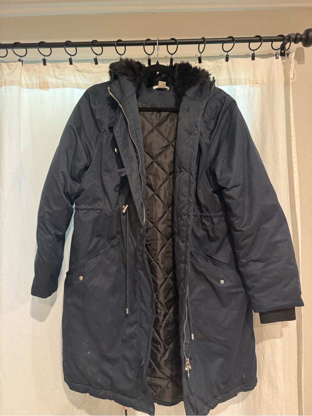 H&M women’s Maternity Navy Hooded Winter Parka Coat